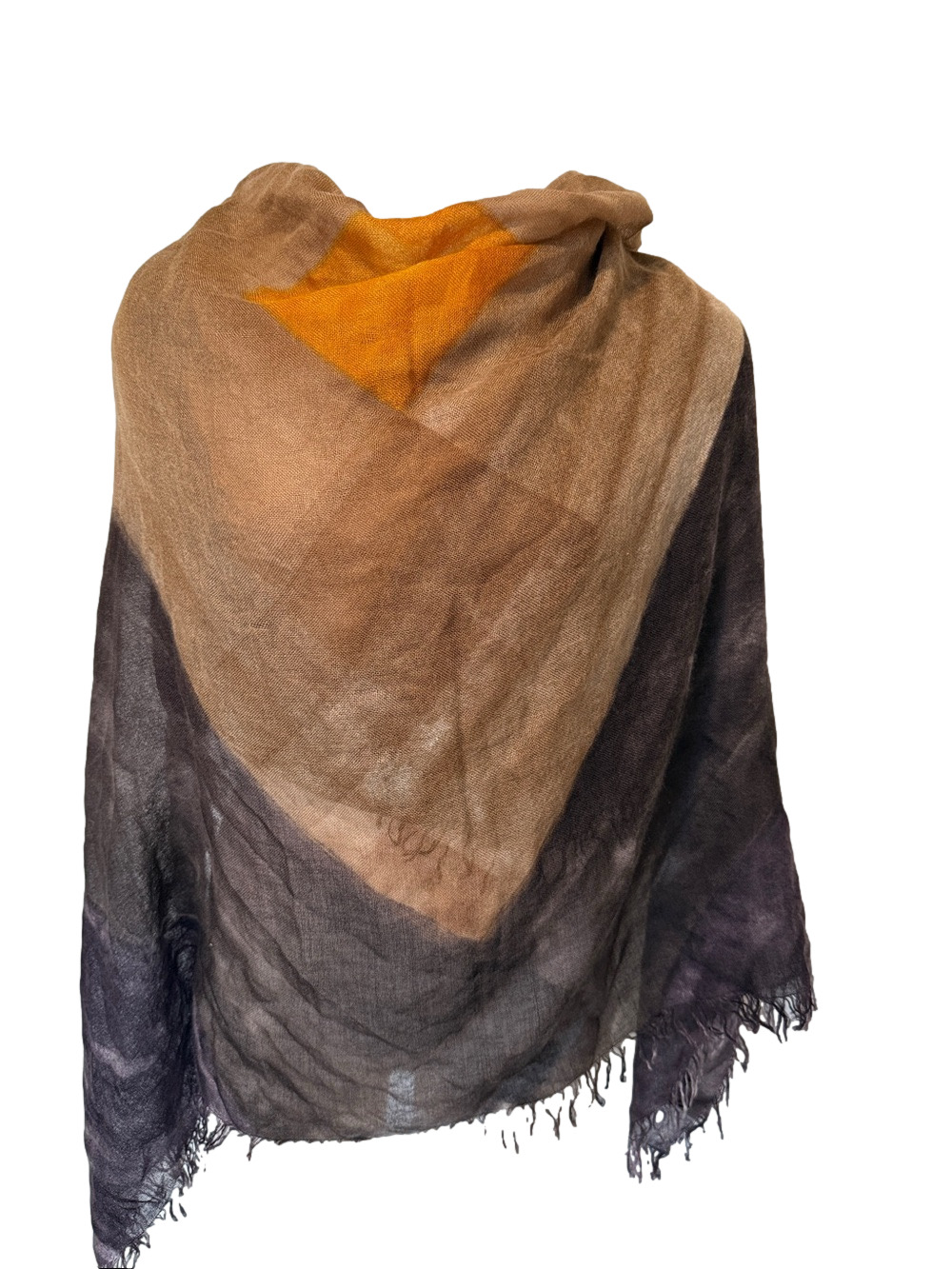 FALIERO SARTI - Silk & Cashmere Scarf or Shawl in deep purple and brown tones - Picture 2 of 7